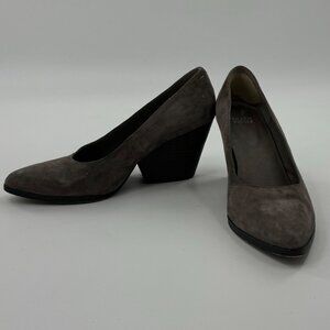 Eileen Fisher Hawk Suede Chunky Heel Pumps 8.5M